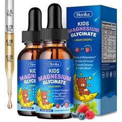 Hovika kids magnesium glycinate drops bottle promotes calm relaxation and restful sleep