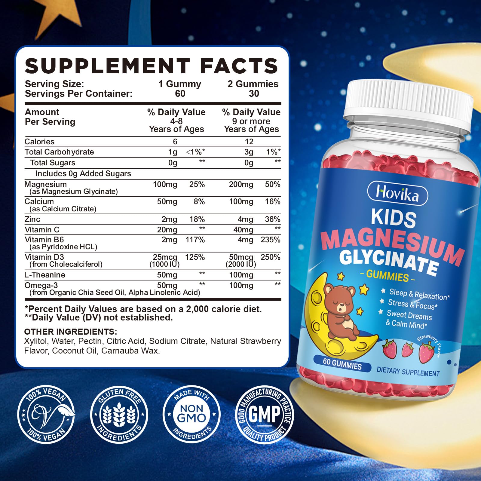 Gummies on table highlight easy daily use for focus and mood by Hovika.