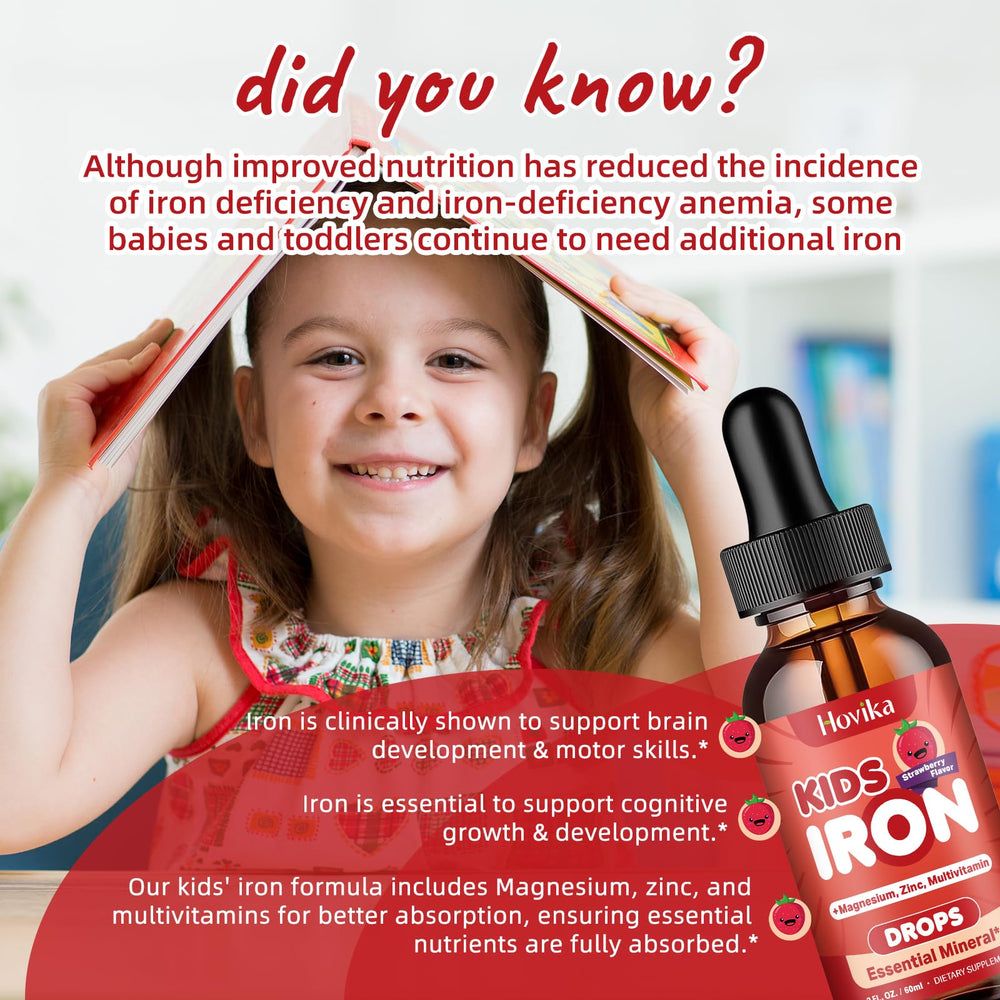 Hovika iron drops dropper shows precise dosing for easy daily use.