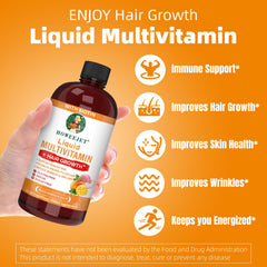 HOWEEJET liquid multivitamin ingredients graphic featuring biotin and vitamins.