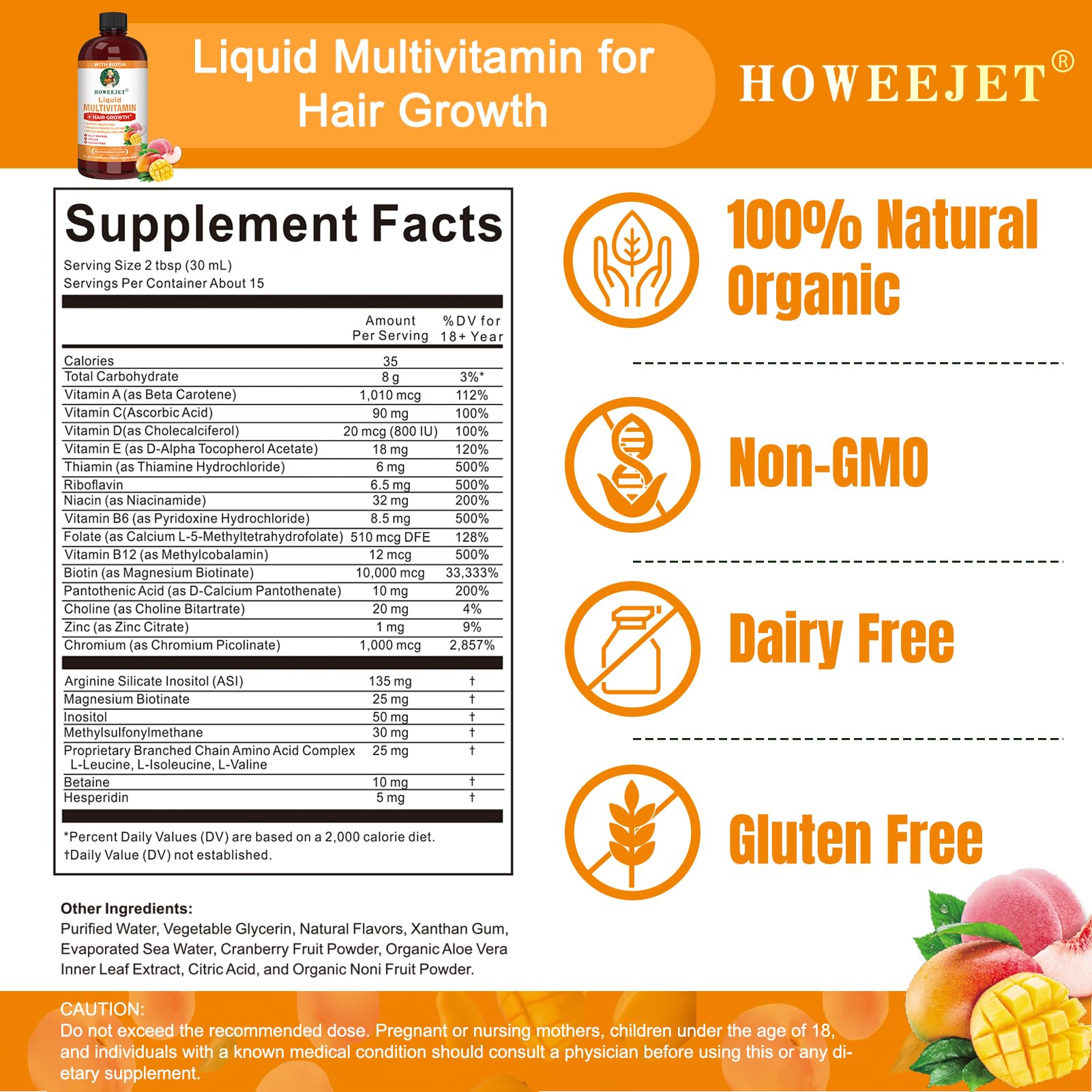HOWEEJET liquid-multivitamin-pour highlights easy two-tablespoon daily use.