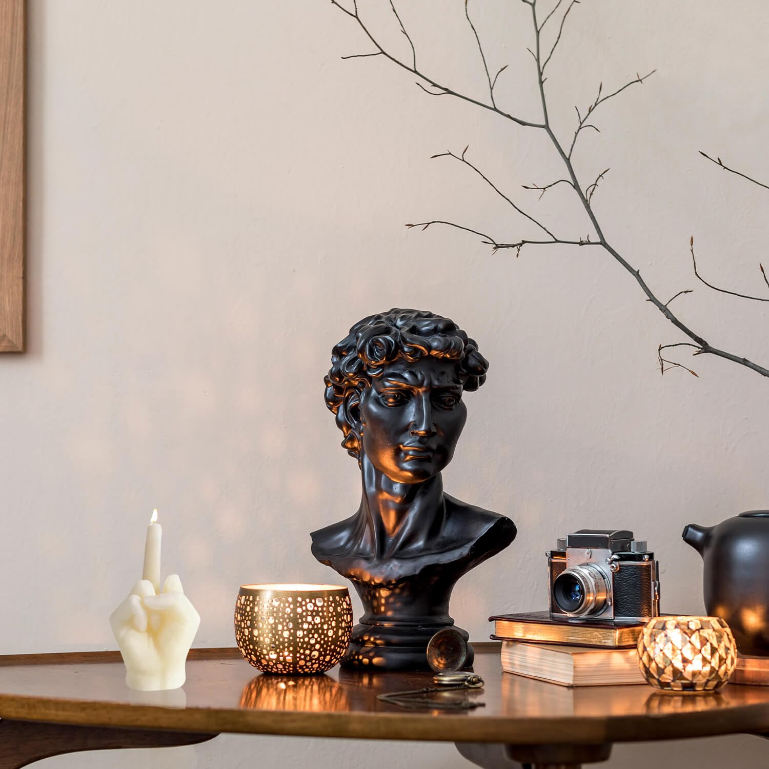 Hozodusi room-decor candle in bedroom elevates aesthetics and fragrance subtly.