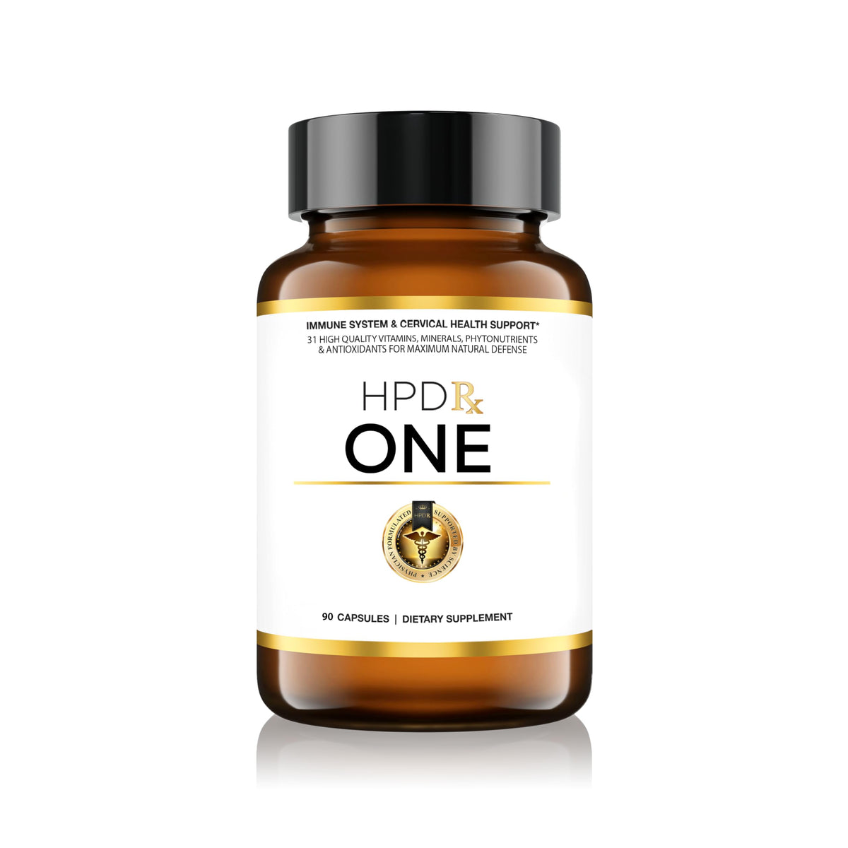 HPD Rx ONE immunity bottle front for daily immune support.