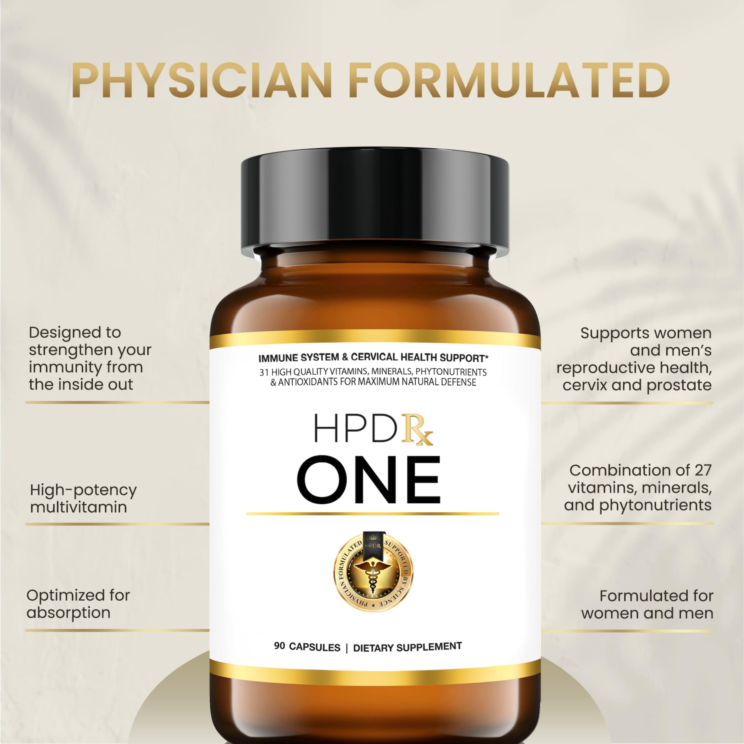 HPD Rx ONE bottle label showing ingredients and potency.