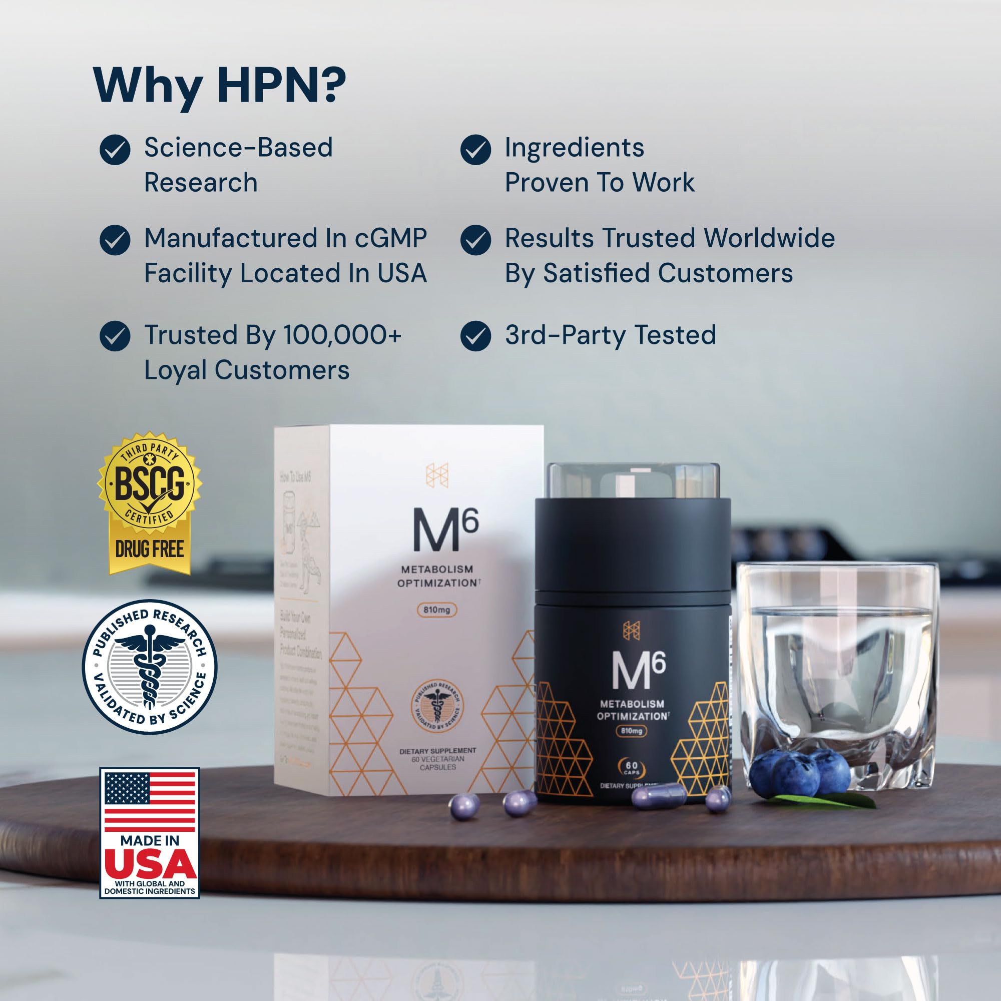 HPN M(6) energy boost during morning routine or pre-workout.