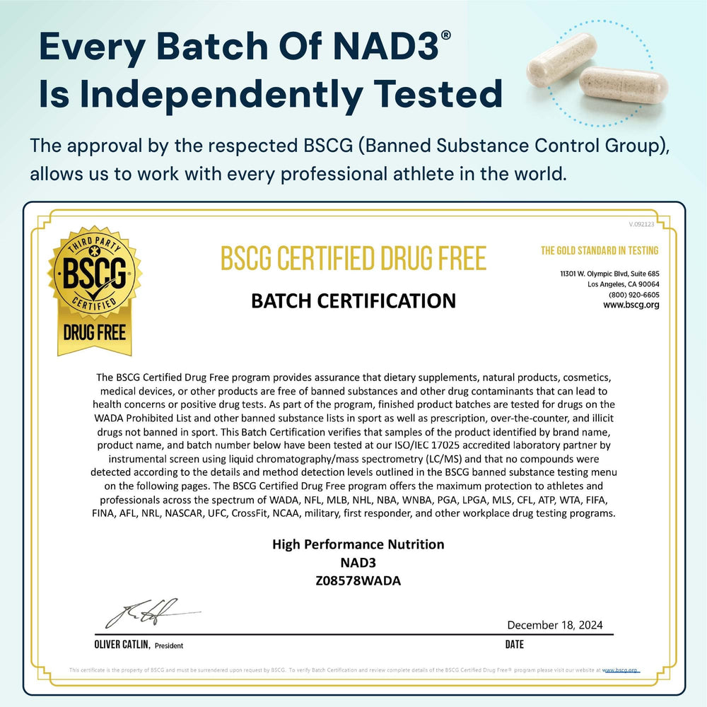 HPN NAD3 tablets on hand for easy daily dosage and use