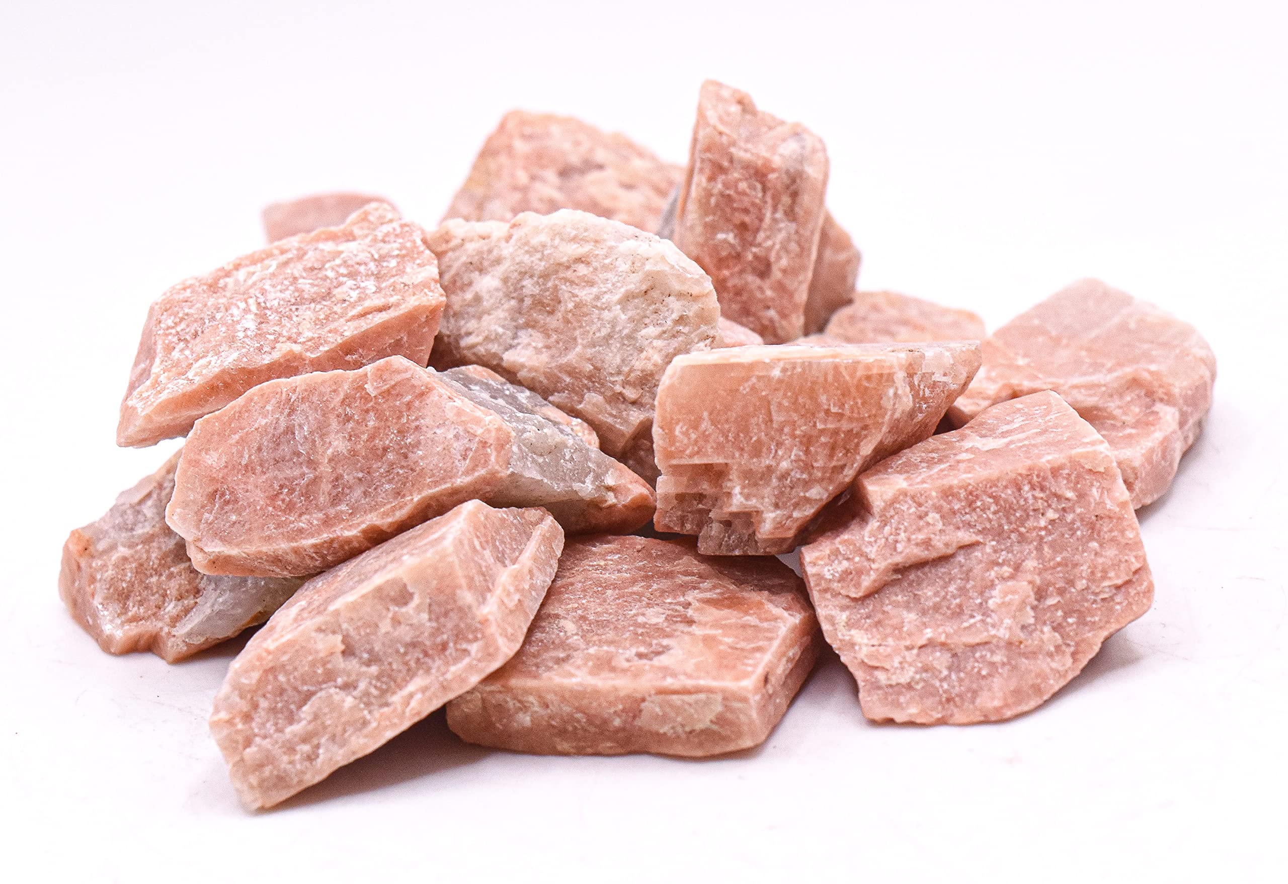 HQRP Peach Moonstone rough stones color variation captures peach to pale hues
