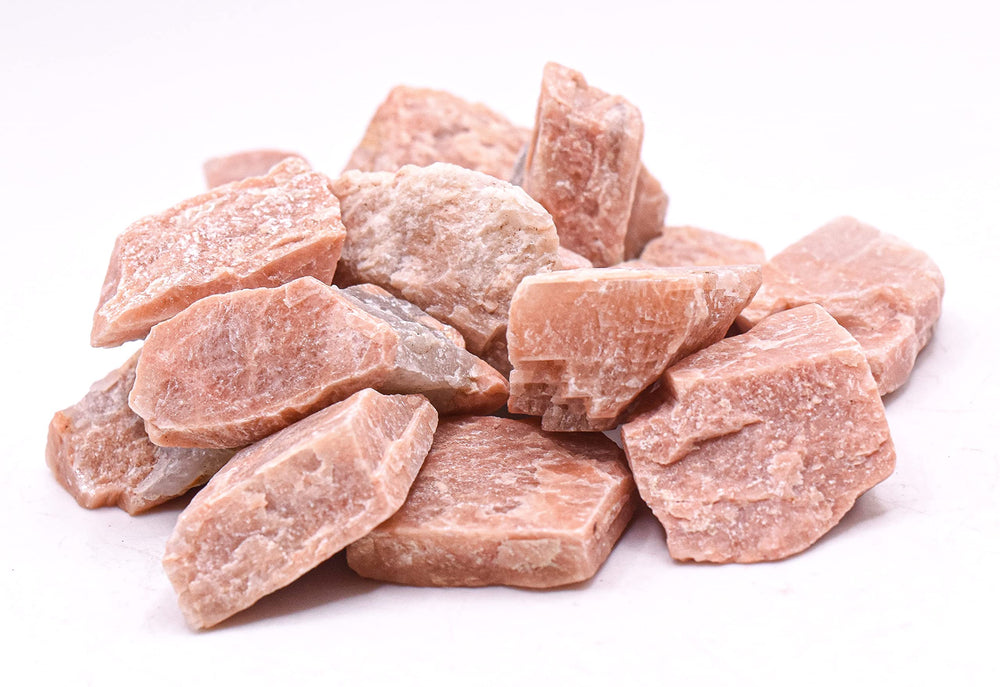 HQRP Peach Moonstone rough stones color variation captures peach to pale hues