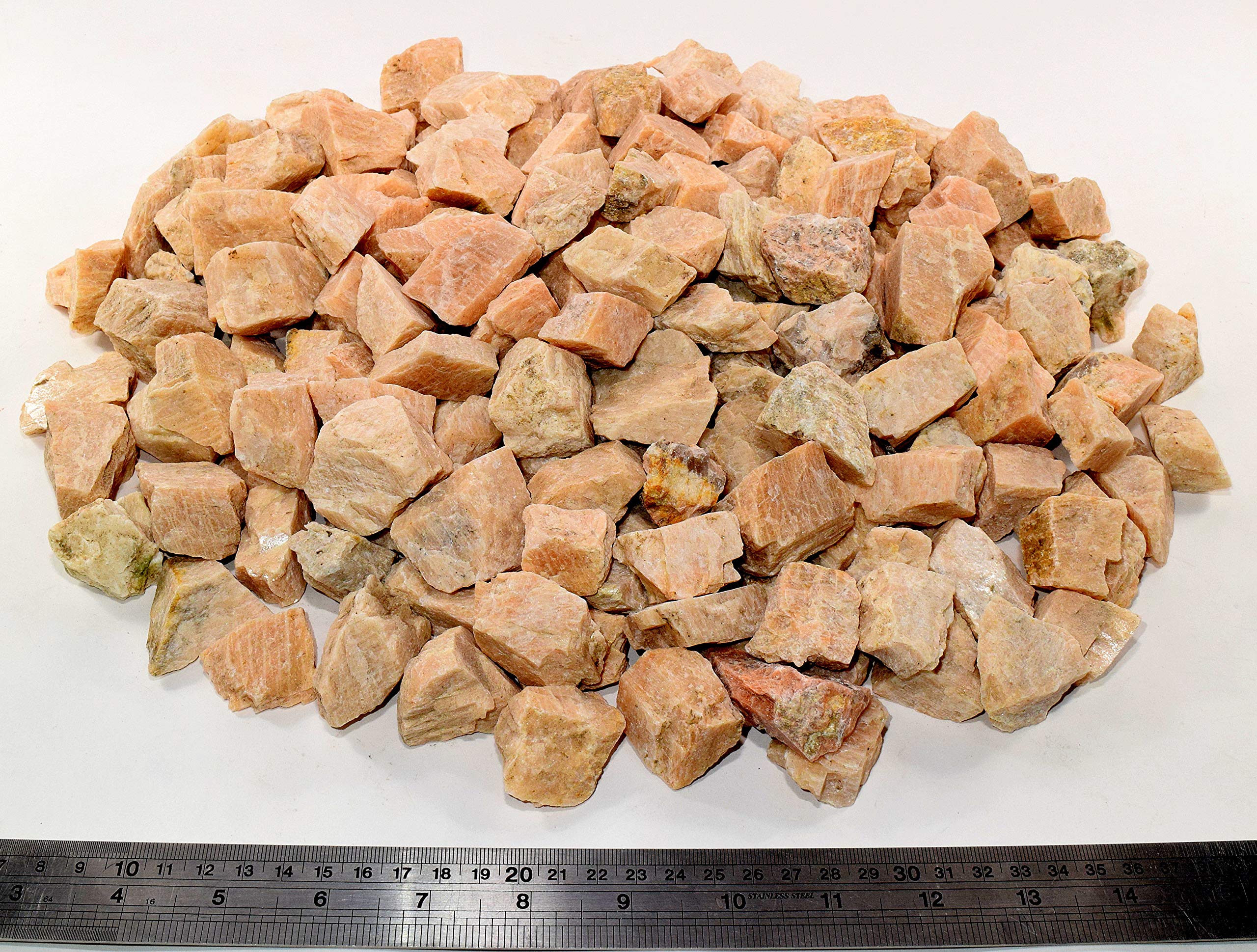 HQRP Peach Moonstone rough stones macro detail reveals feldspar layering