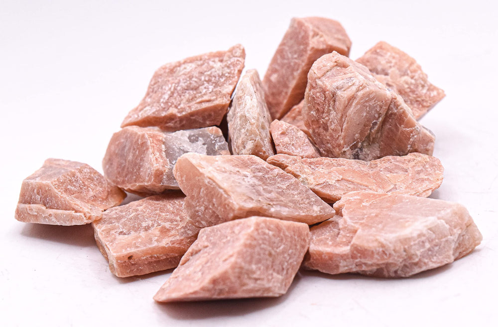 HQRP Peach Moonstone rough stones pack shows natural color variations for display or practice