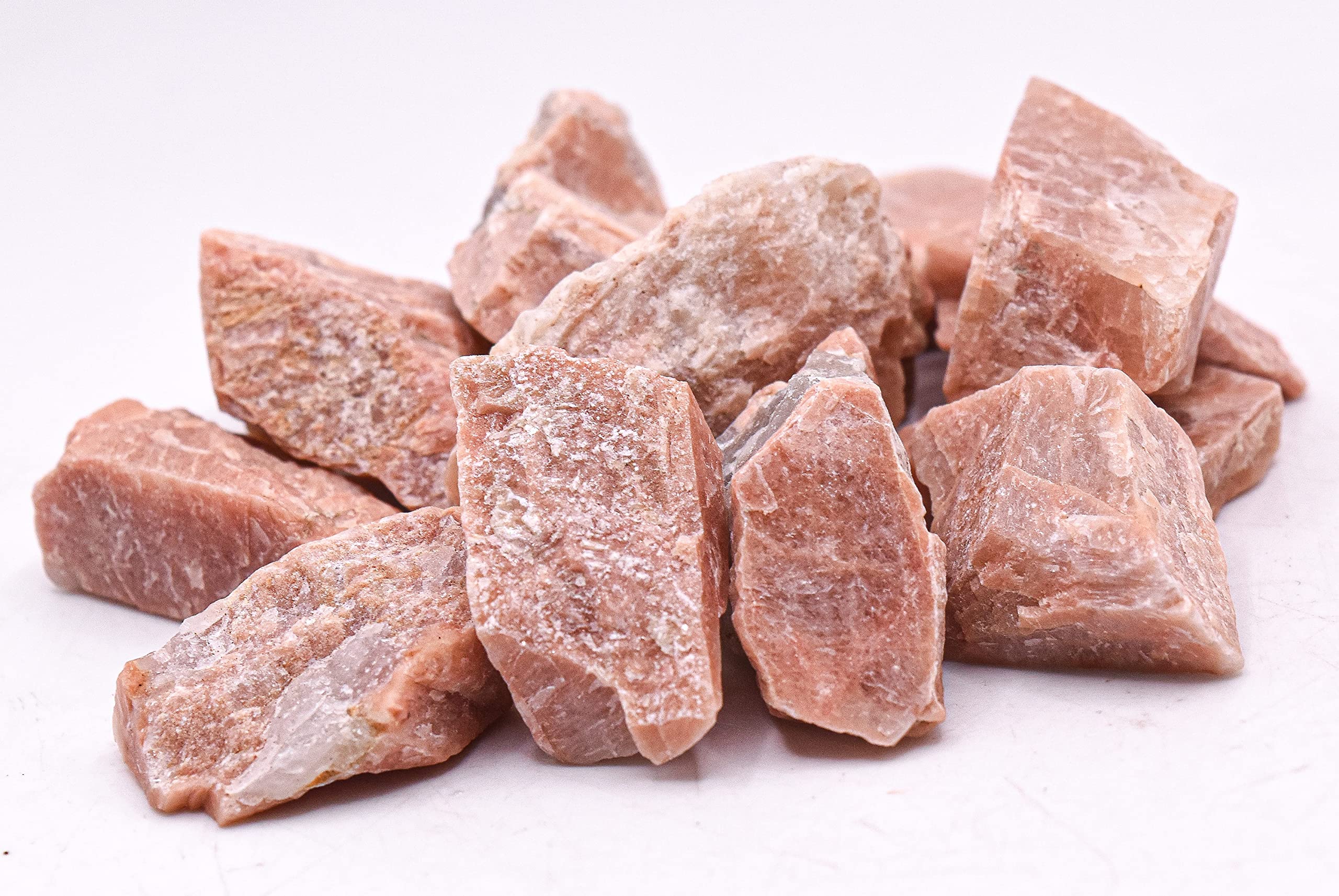 HQRP Peach Moonstone rough stones size sample confirms average dimensions