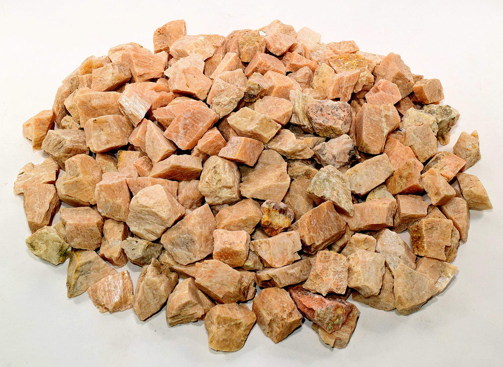 HQRP Peach Moonstone rough stones top view shows stone shapes and size