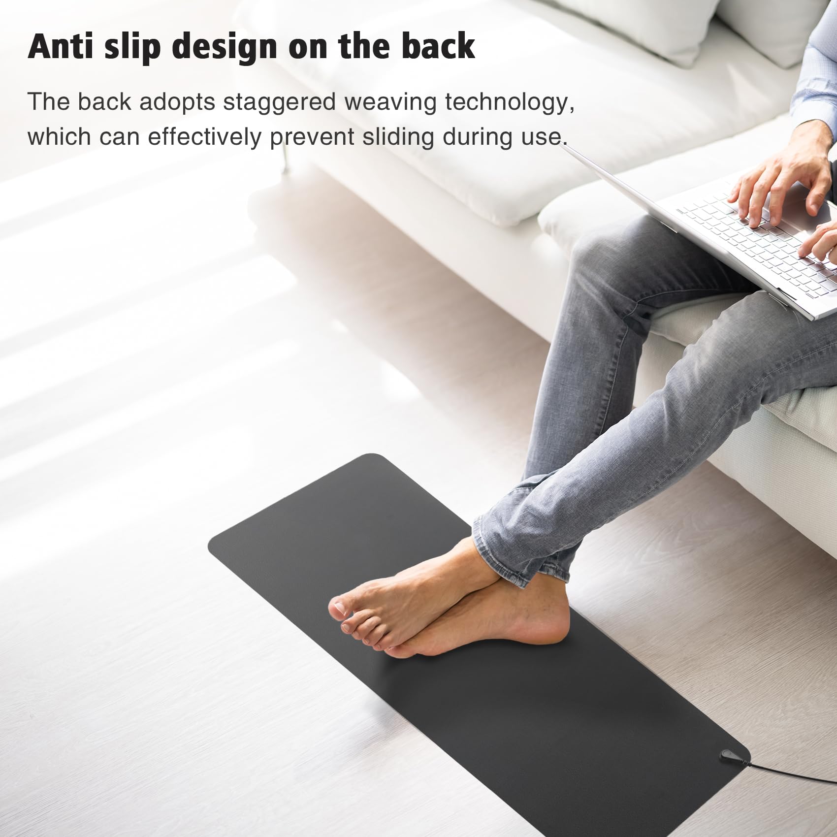 HRSDZKJ grounding mat in a calm bedroom setting for relaxation.