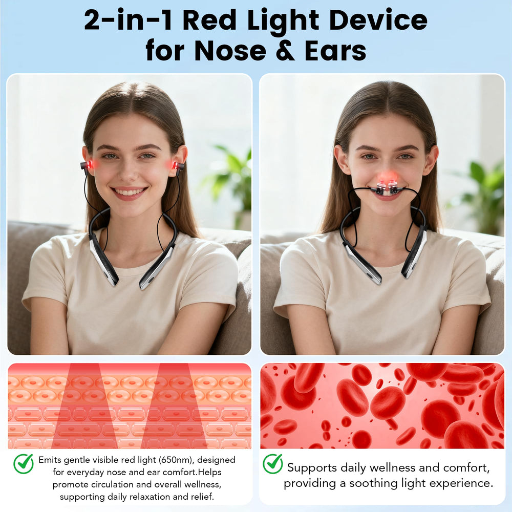 Hsiohe 650nm red light with silicone ear tips for soothing use.