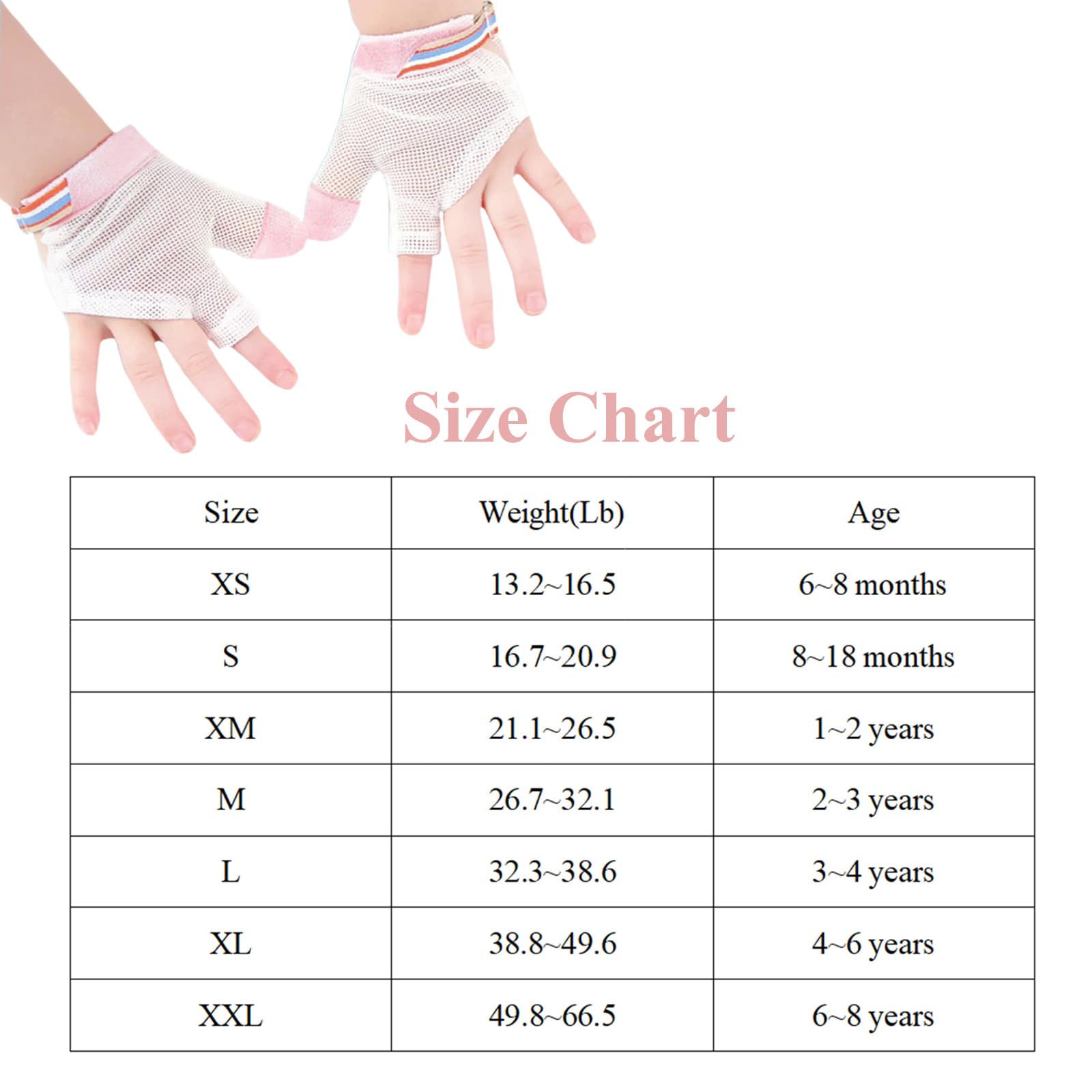 HSROXIN size range fits ages 6 months to 8 years.