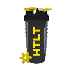 HTLT Supps HTLT Black and Yellow Shaker, ideal for on-the-go protein shakes.