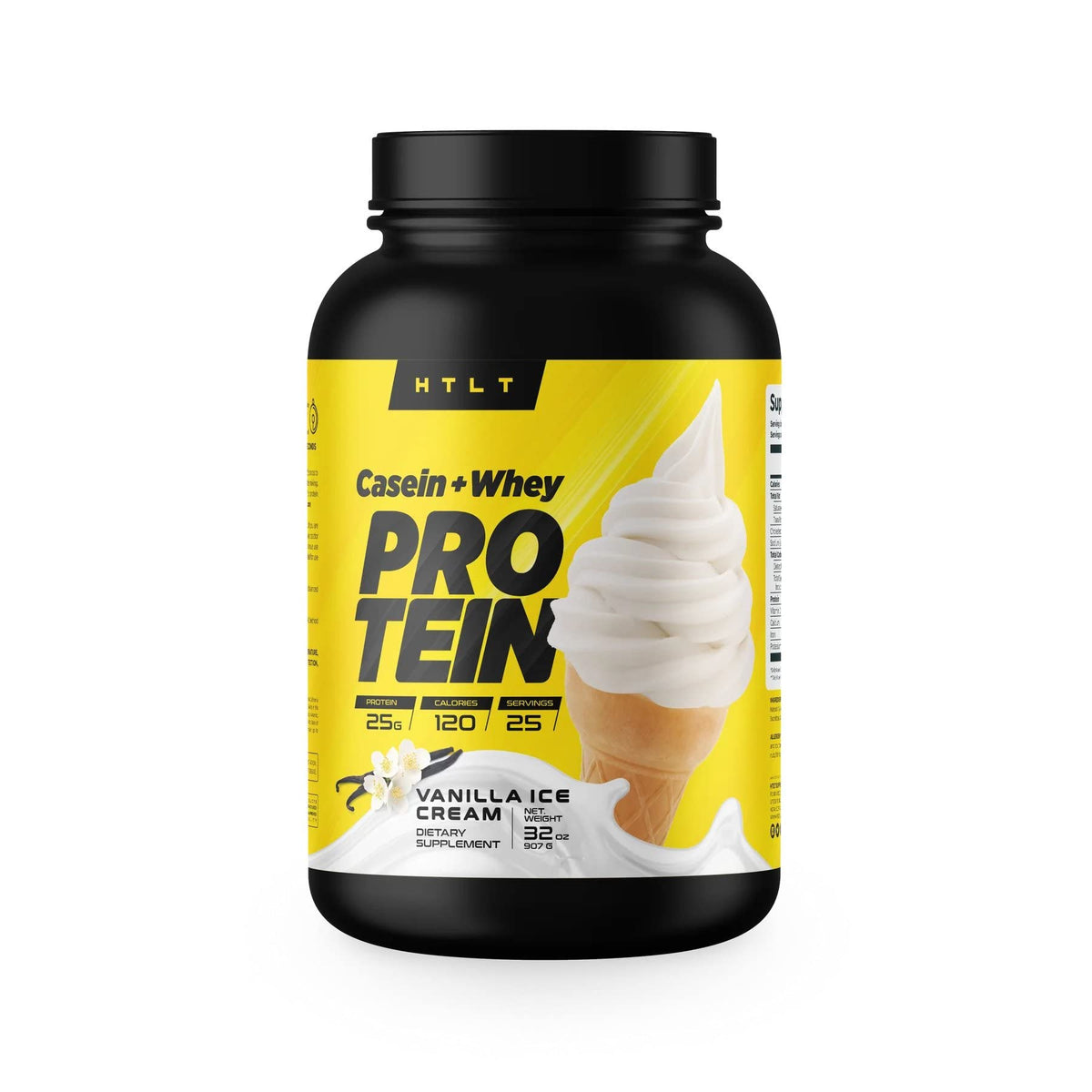 HTLT Supps Casein + Whey protein bottle in vanilla flavor for daily convenience