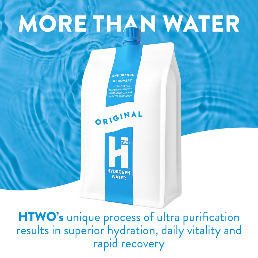 HTWO 6-pack packaging on display for convenient multi-serve hydration.