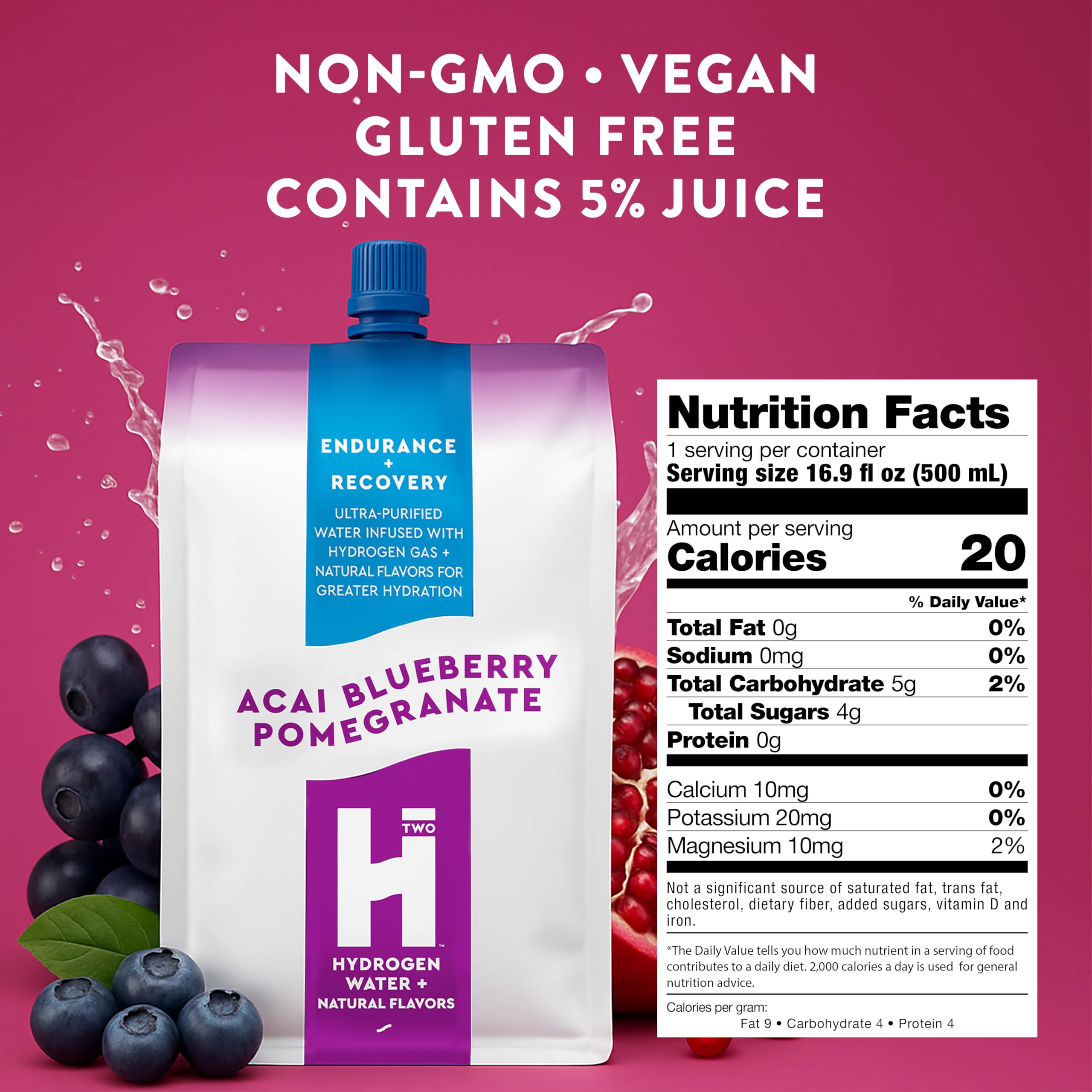 HTWO bottle pour showing smooth, sugar-free refreshment during workouts