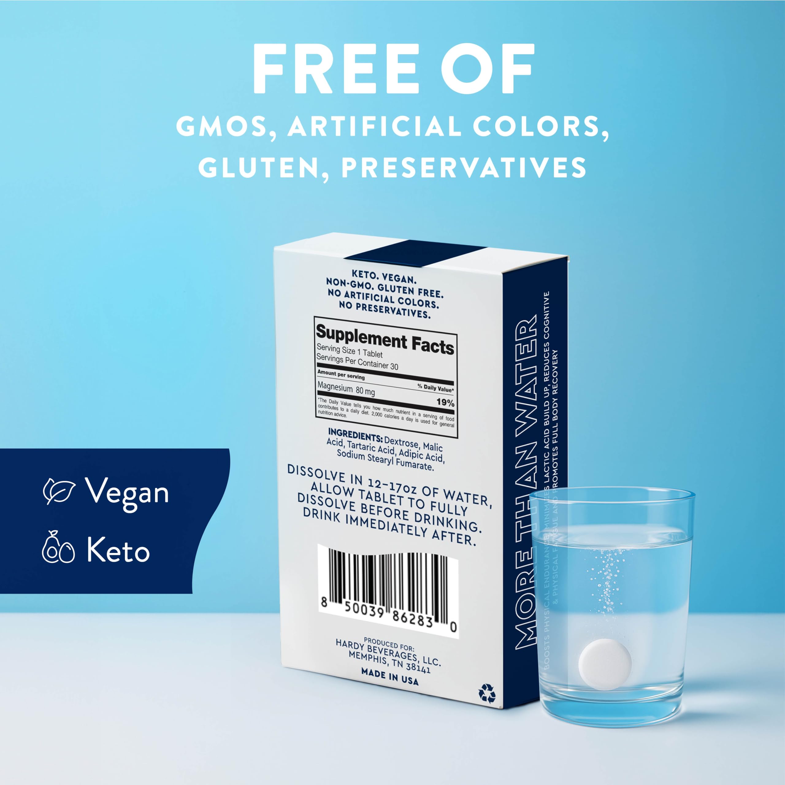 HTWO 30-count bottle packaging shown for convenient daily hydration.
