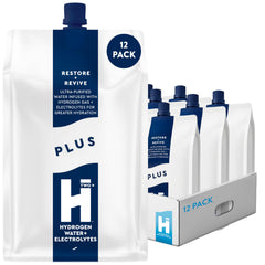 HTWO Plus hydrogen water pack front; ready-to-drink hydration for active days.