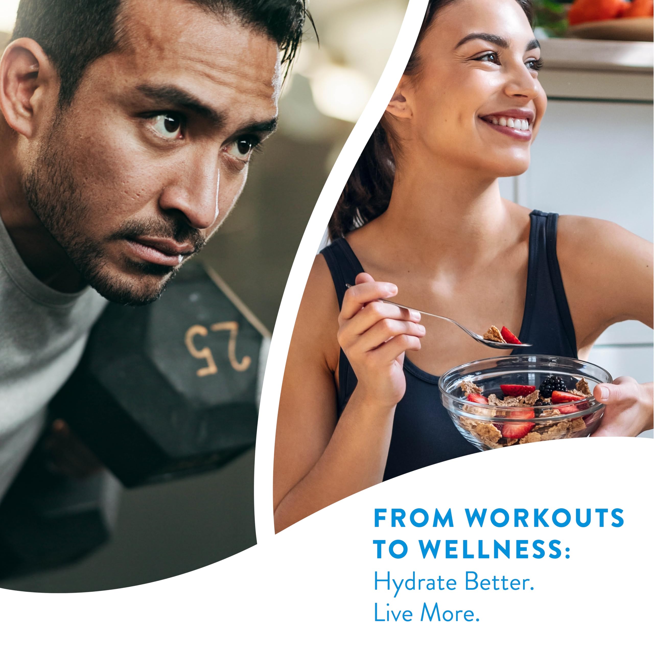 HTWO Plus ready-to-use pouch; sugar-free hydration on the go.
