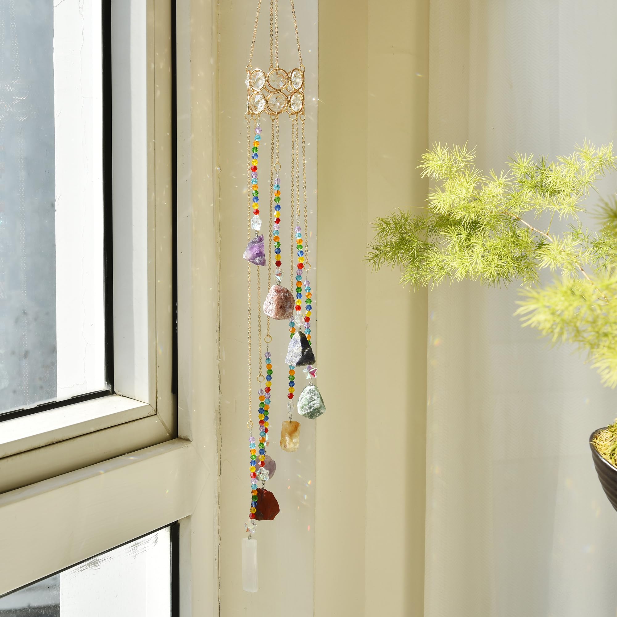 HTXYCTH Hanging Crystals Decoration catching window light with vibrant color