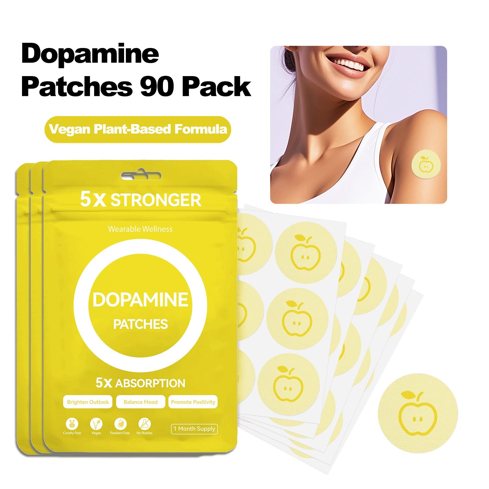 Huangirl dopamine patches back view highlighting compact travel-friendly design.