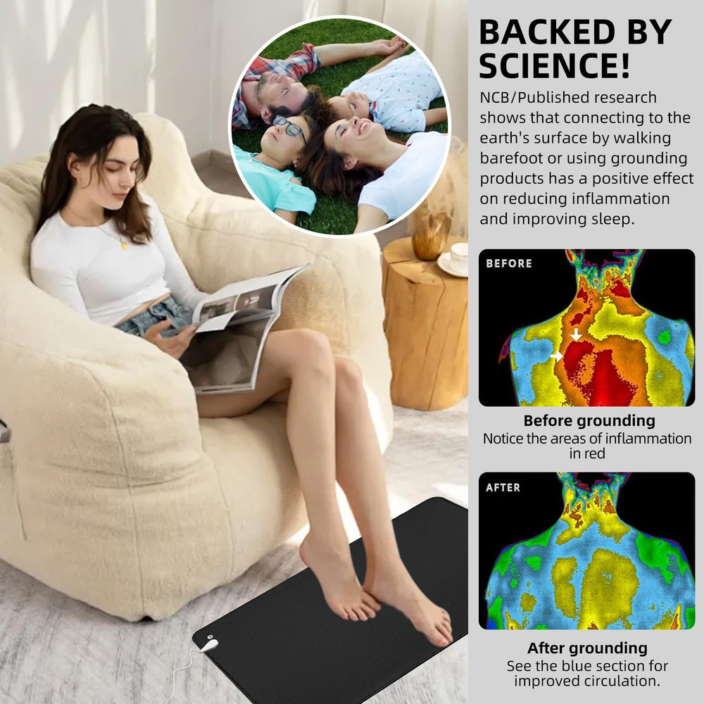 Huanyon grounding mat used on bed or desk for restful sleep and focused work