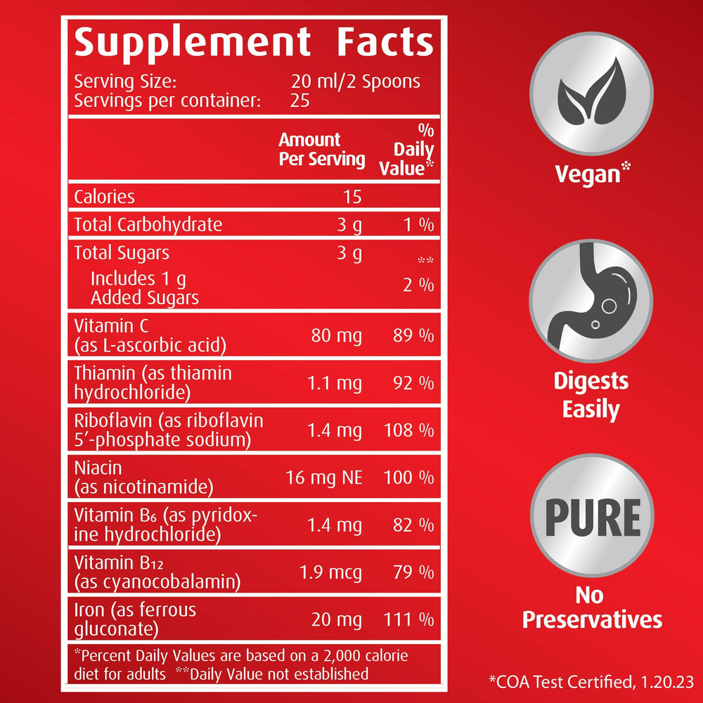 hübner Iron Vital vegan and kosher badges—dietary compatibility.