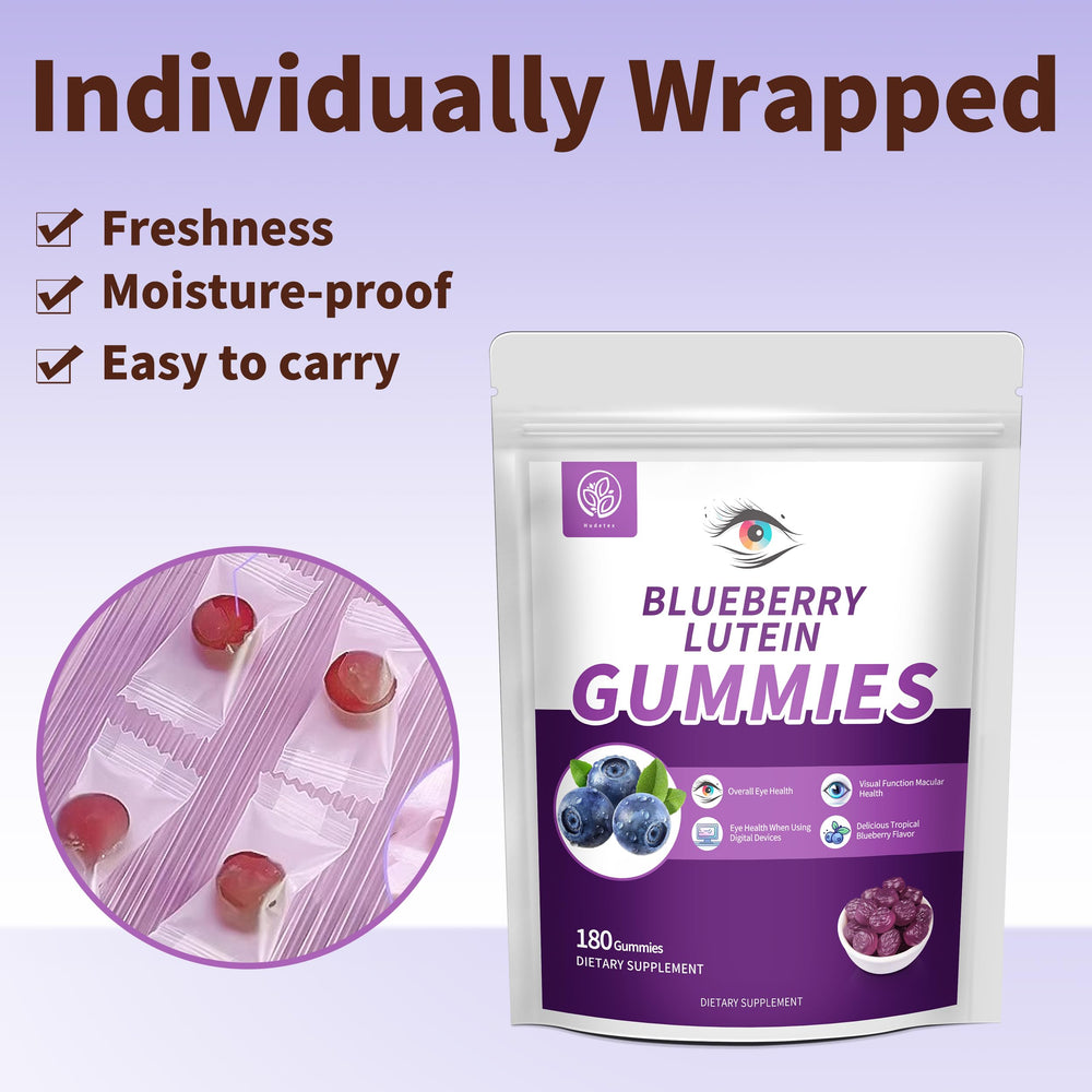 Hudetex Blueberry Lutein Gummies kids-friendly packaging for daily routines