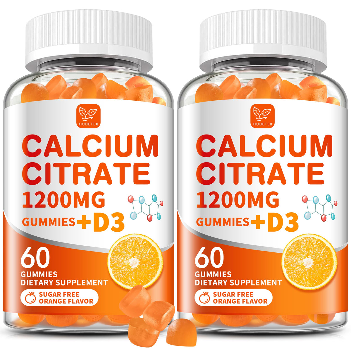 Hudetex Calcium Citrate 1200mg with D3 bottle promotes daily bone support.