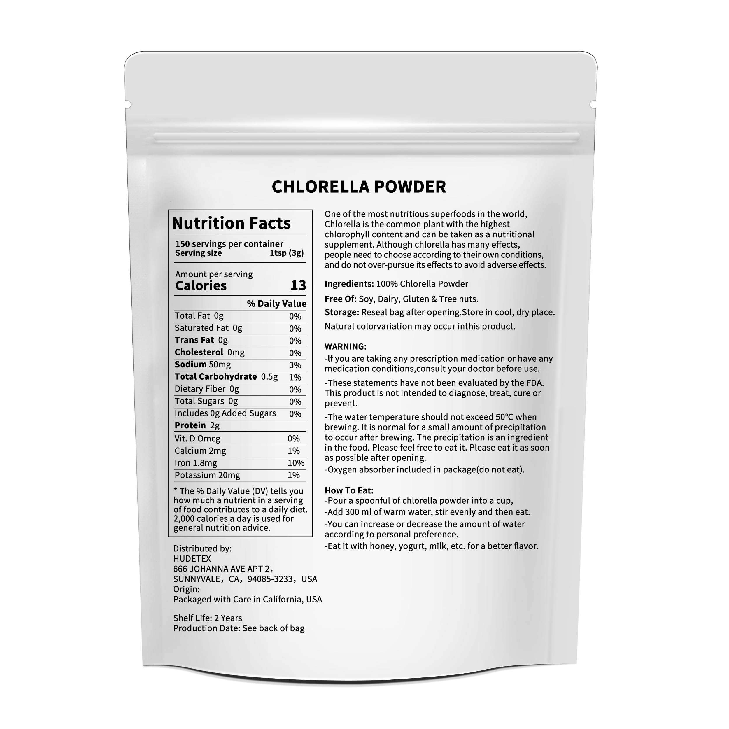 Hudetex chlorella powder scoop ready for a protein rich smoothie boost