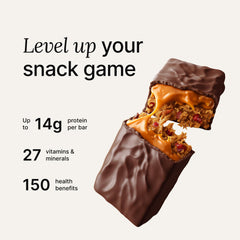 Huel bar caramel coating close-up showcasing creamy center and texture