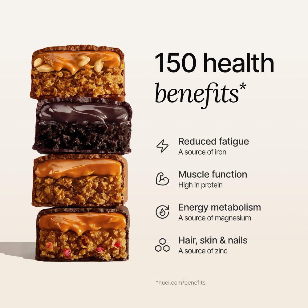 Huel bar on an office desk illustrating a quick workday snack