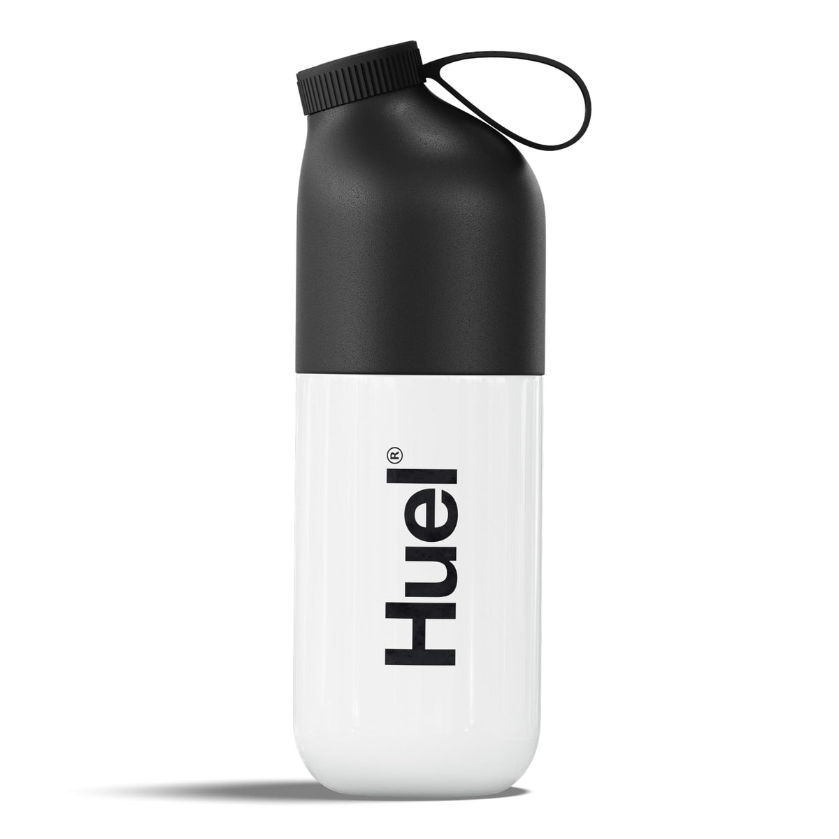 Huel Black Edition shaker with BPA-free Tritan body for durable daily use.