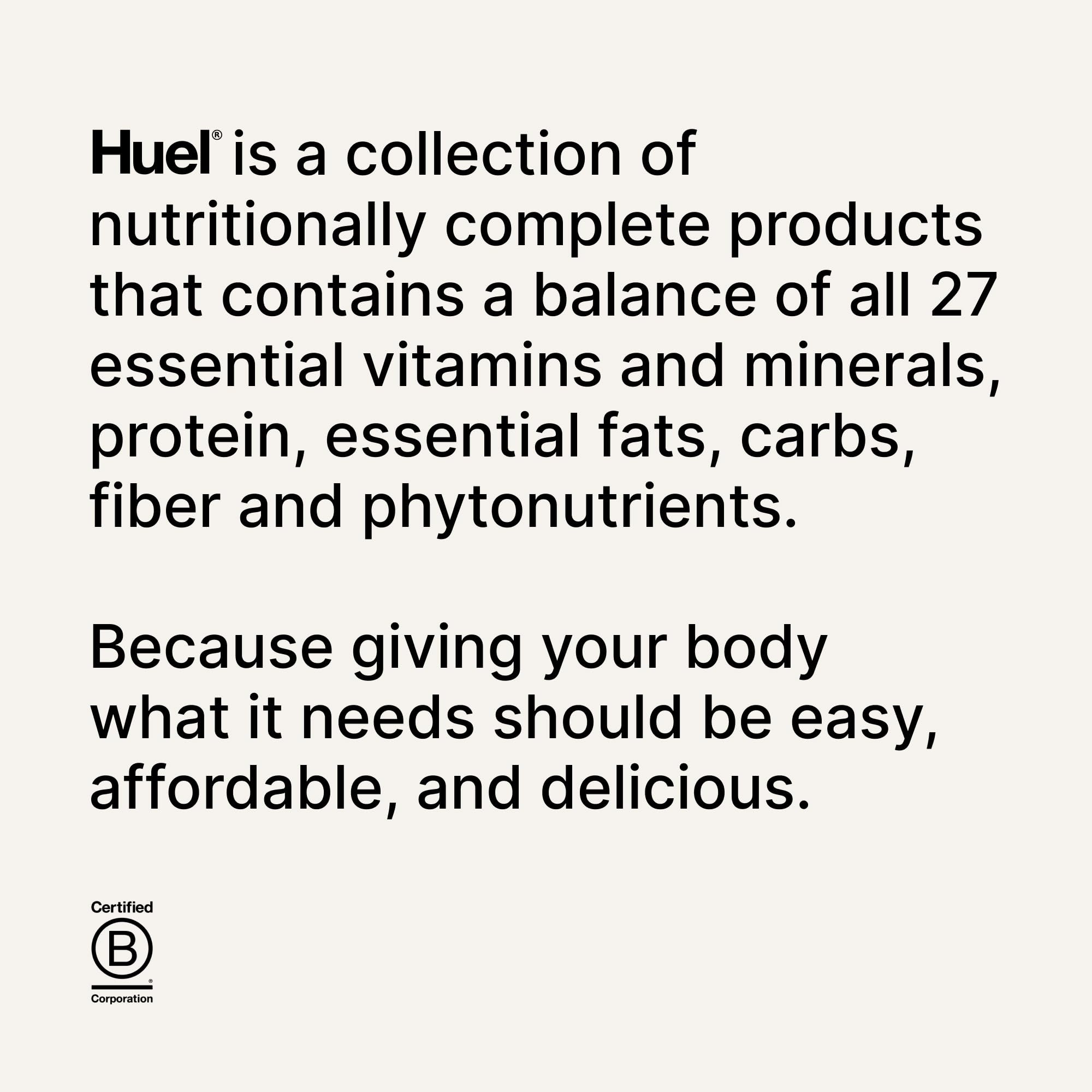Huel Black Edition packaging on shelf signals sustainable, eco-conscious design