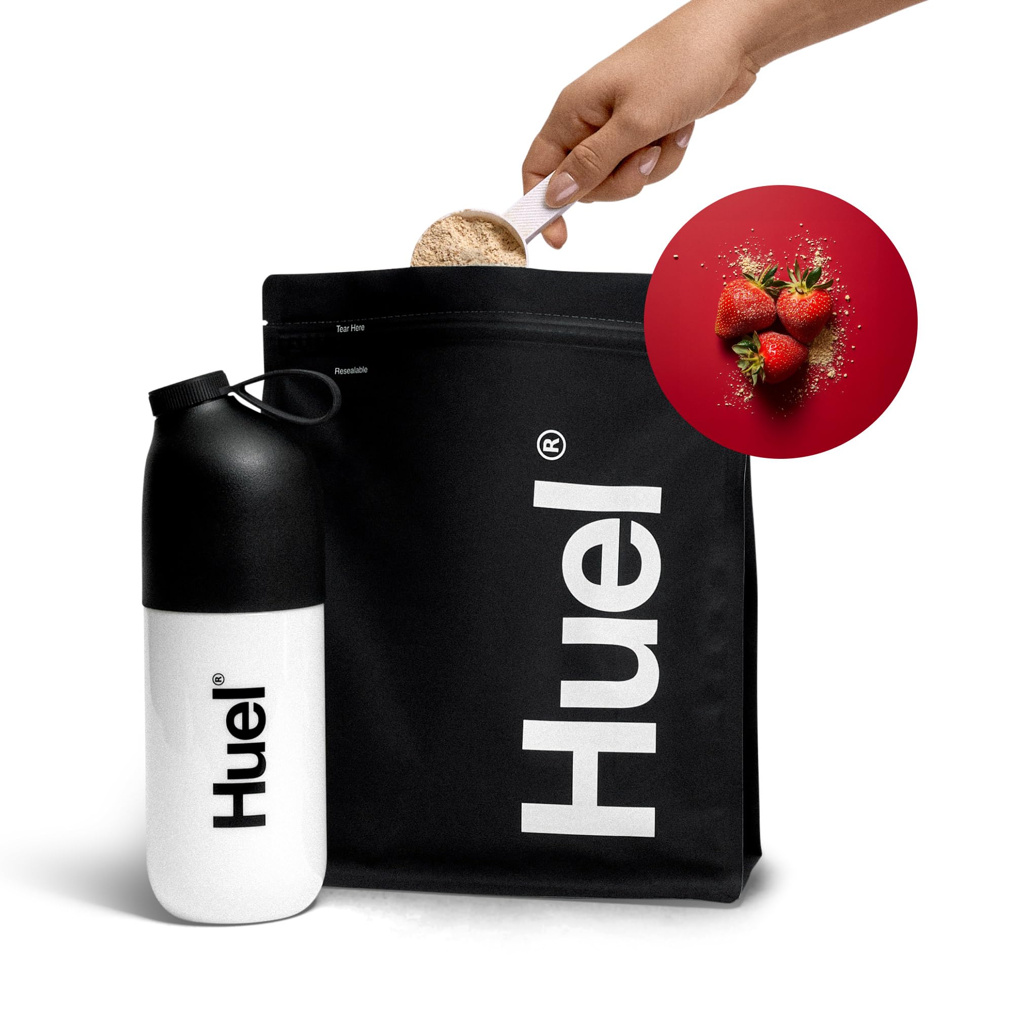 Huel Black Edition strawberry shortcake shake ready for daily wellness routine