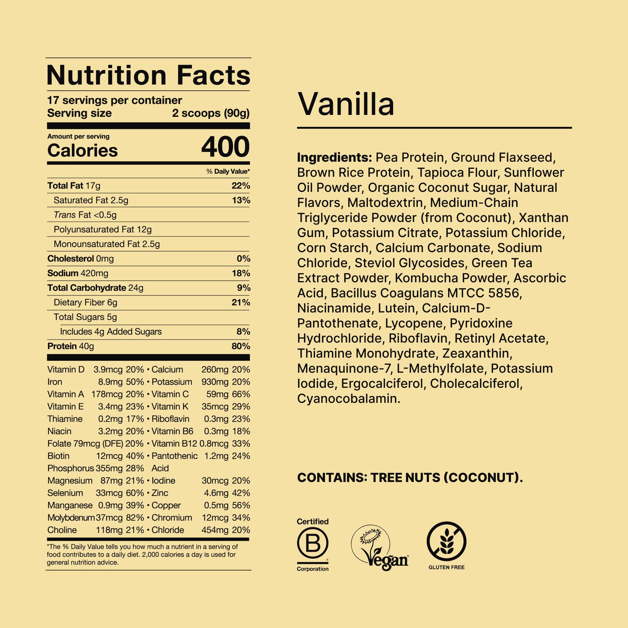Huel Black Edition nutrition panel highlights 27 vitamins and minerals