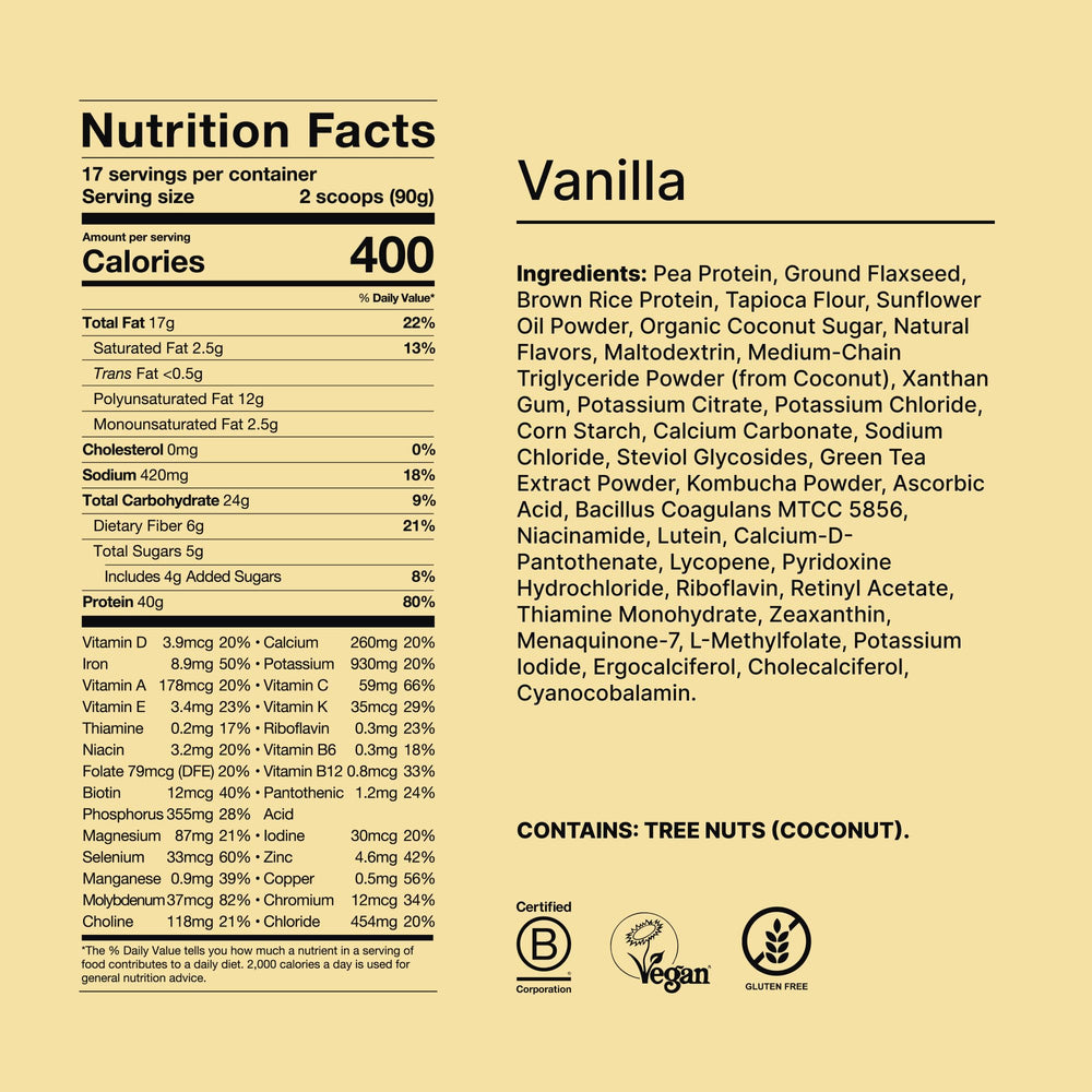 Huel Black Edition nutrition panel highlights 27 vitamins and minerals
