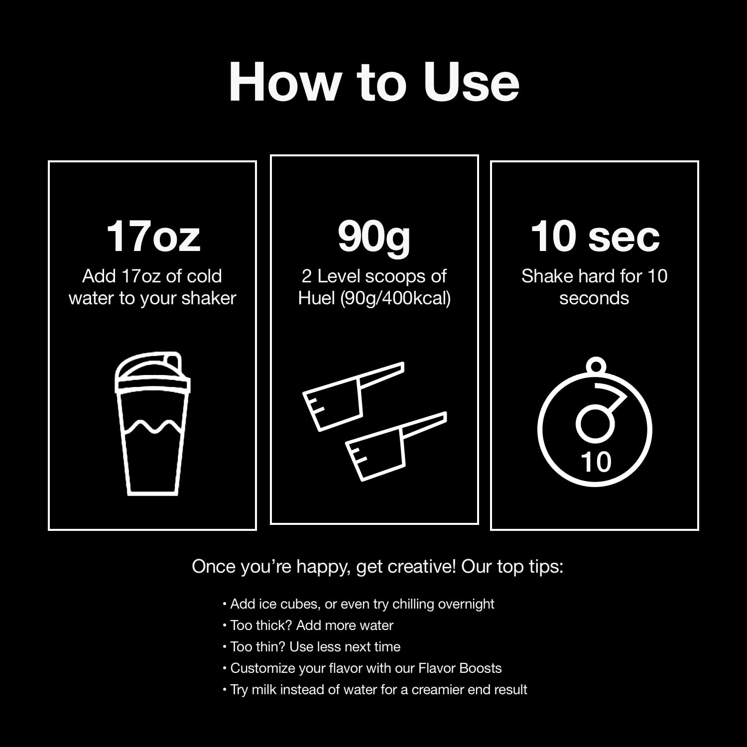 Huel Black Vanilla nutrition panel highlights essential nutrients.