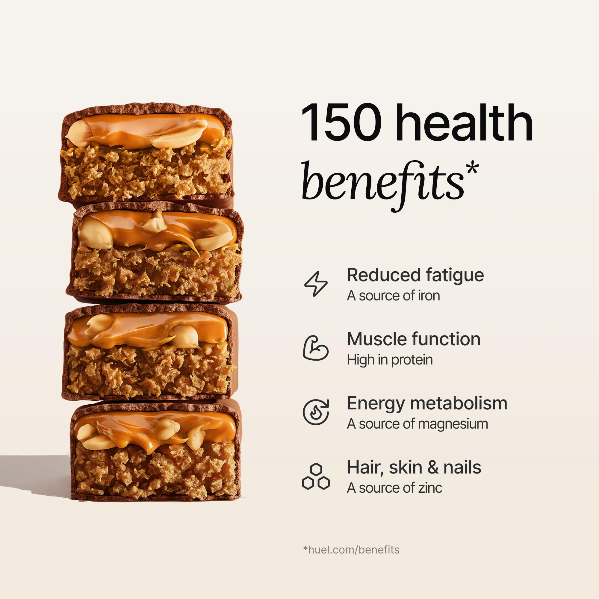 Nutrition panel on Huel bar shows 27 vitamins and minerals per serving