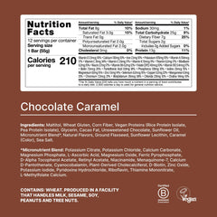Huel Complete Nutrition Bar vegan cocoa coating close-up with caramel center.