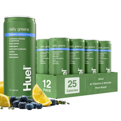 Huel Daily Greens blueberry lemon thyme drink, refreshing morning boost