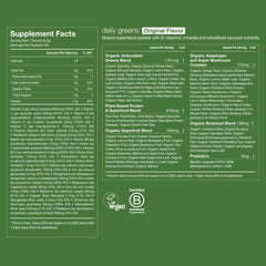 Huel Daily Greens glass with prepared fruity drink, a refreshing morning option