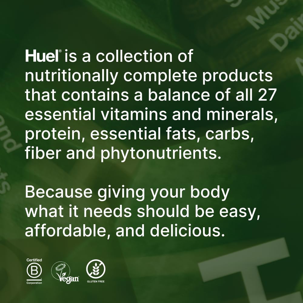 Huel Daily Greens tub on a kitchen counter ready to use