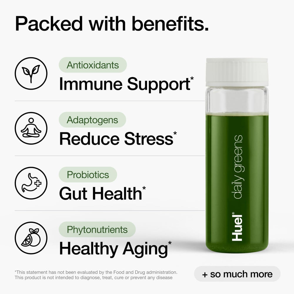 Huel Daily Greens scoop demonstrates easy measurement for consistent daily use