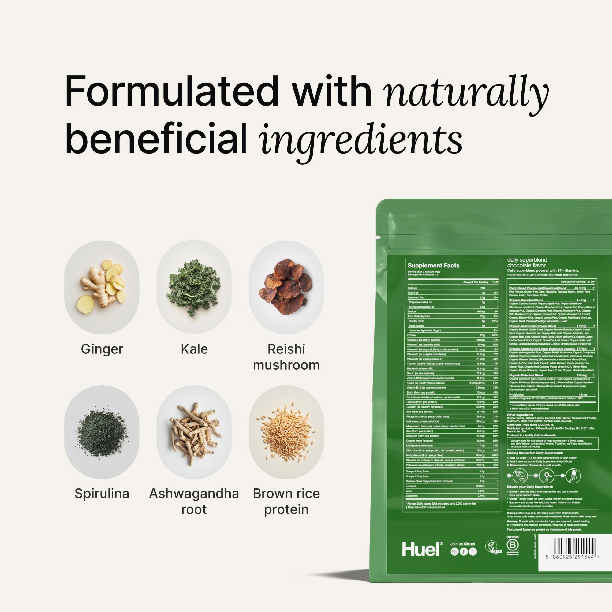 Huel Organic Superfruit Blend with greens for daily nutrient variety