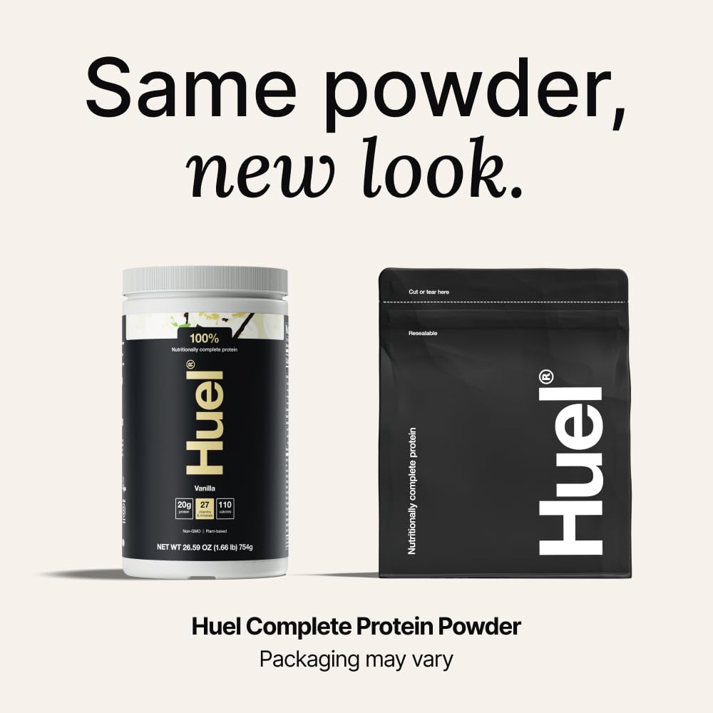 Huel Vegan Protein Strawberry scoop for quick, on-the-go shakes.