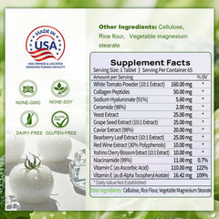 Hueobc 13-in-1 Collagen peptides tablet emphasizing elasticity support and radiant skin